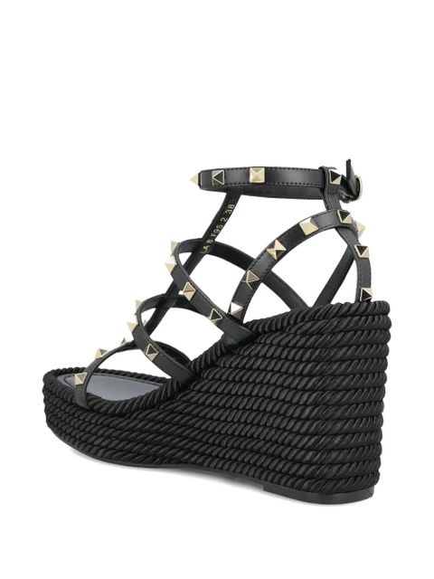 Valentino Garavani 95mm studded ankle-strap wedge sandals - Black