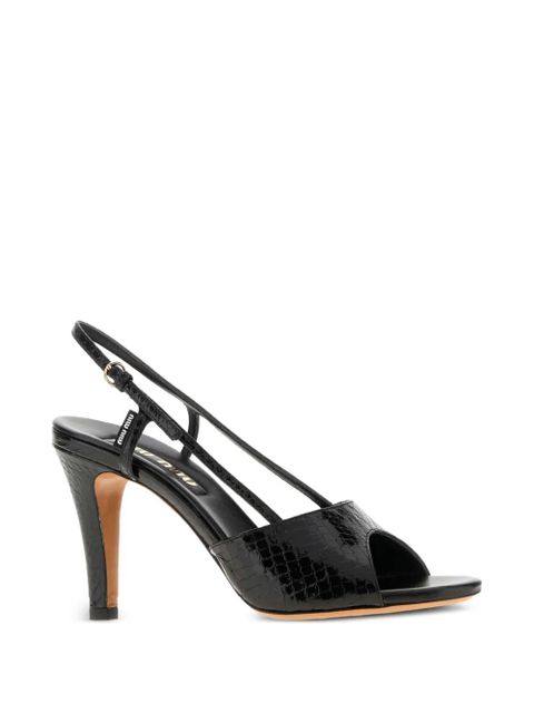 Miu Miu 80mm leather heeled sandals - Black