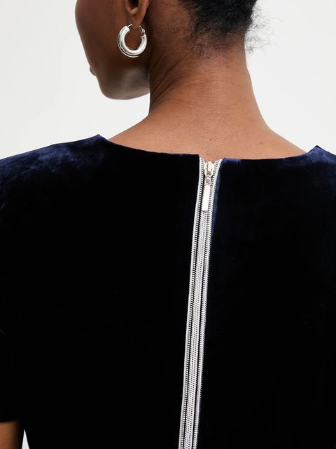 Answear.LAB bluzka welurowa damska kolor granatowy gładka - zdjęcie produktu nr 2