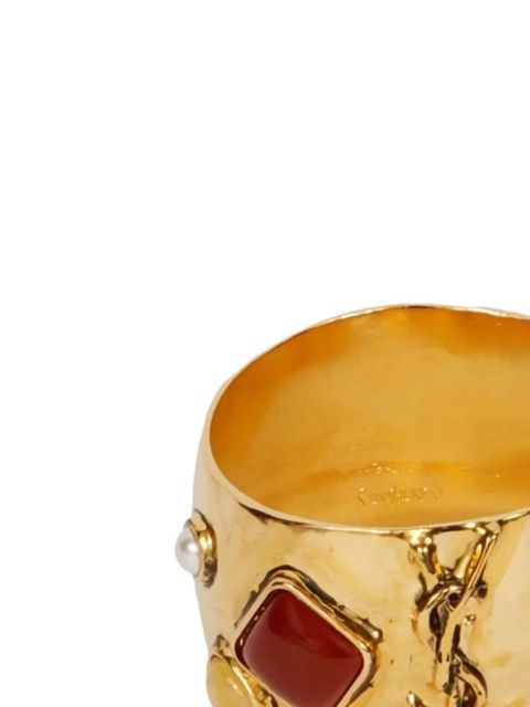 Saint Laurent stone-detail bracelets (set of three) - Gold - zdjęcie produktu nr 2