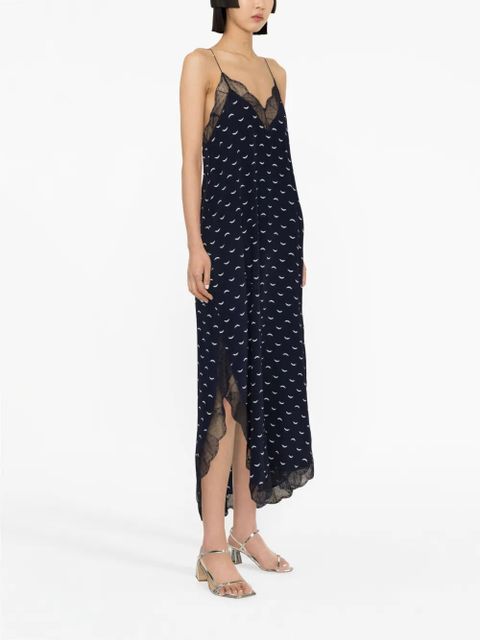 Zadig&Voltaire lace-trim silk midi dress - Blue - zdjęcie produktu nr 2