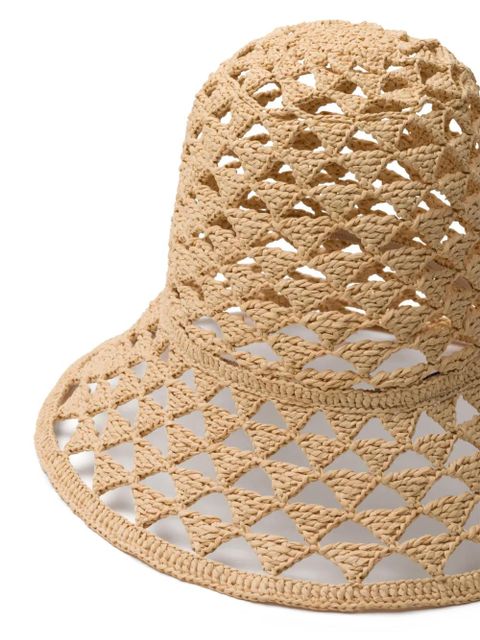 Prada logo-embroidered bucket hat - Neutrals