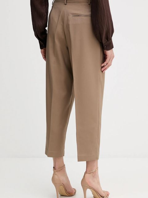 Sisley spodnie damskie kolor brązowy fason cygaretki high waist 4V99LF07S - zdjęcie produktu nr 2