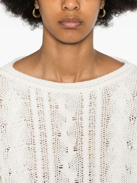 TWINSET logo-patch cable-knit jumper - White