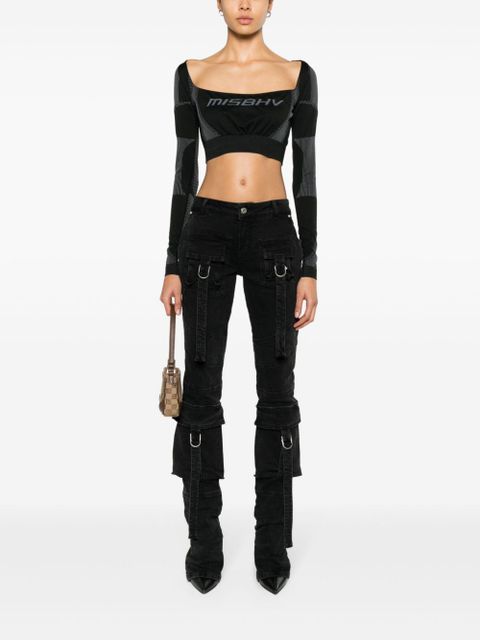 MISBHV logo-jacquard crop top - Black