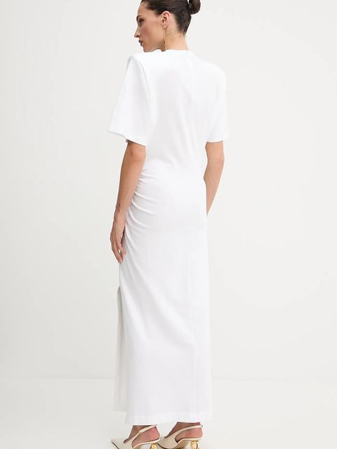 Pinko sukienka bawełniana kolor biały maxi dopasowana 105219 A2M2