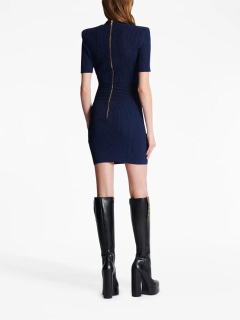 Balmain V-neck knitted dress - Blue