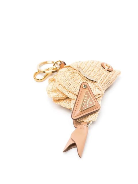 Prada raffia key ring - Neutrals