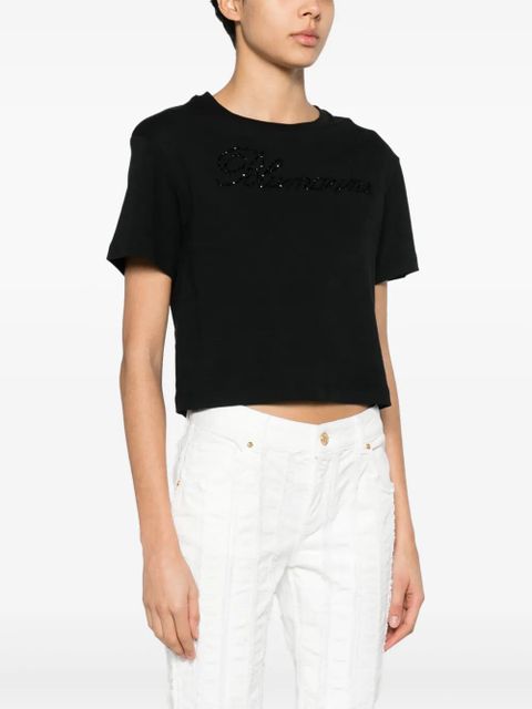 Blumarine rhinestone-embellished cotton T-shirt - Black - zdjęcie produktu nr 2