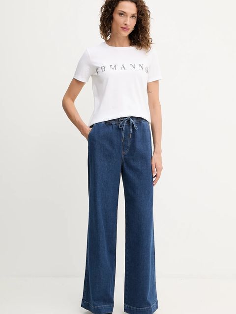 ERMANNO Firenze t-shirt bawełniany damski kolor biały 57TL012EE2R - zdjęcie produktu nr 2