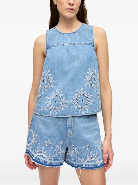 GANNI open-back denim top - Blue