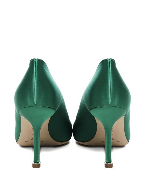 Manolo Blahnik 90mm Hangisi satin pumps - Green