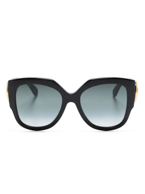 Gucci Eyewear logo-plaque round-frame sunglasses - Black - zdjęcie produktu nr 1
