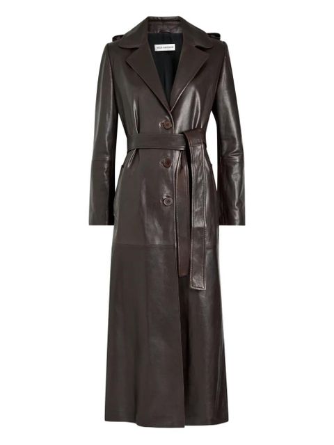 Nour Hammour Scarlett belted leather trench coat - Brown - zdjęcie produktu nr 1