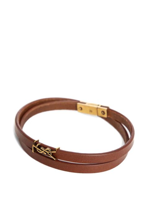 Saint Laurent Cassandre Double-Wrap leather bracelet - Gold