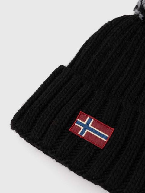 Napapijri czapka z domieszką wełny SEMIURY W 3 kolor czarny z grubej dzianiny NP0A4GKC0411 - zdjęcie produktu nr 2