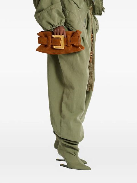 Balmain min Anthem buckle suede leather clutch bag - Brown - zdjęcie produktu nr 2