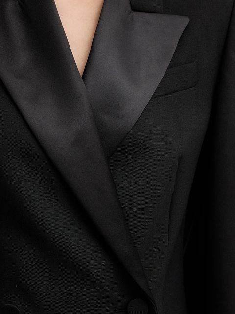 Weekend Max Mara marynarka wełniana BRIGIDA kolor czarny dwurzędowa gładka 2525046013600