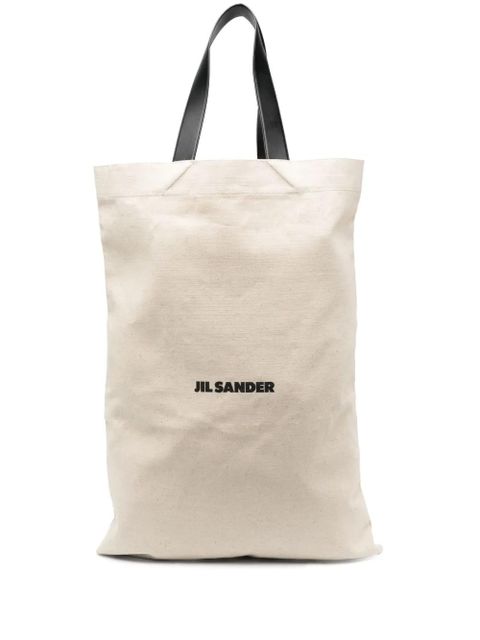 Jil Sander logo-print canvas tote bag - Neutrals