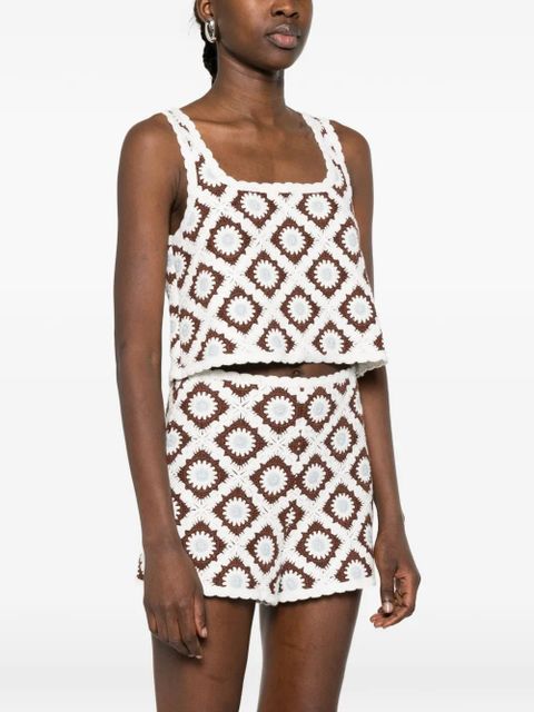 Maje floral-embroidered crochet top - White