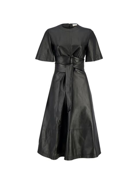 Altuzarra Kirsty gathered leather midi dress - Black - zdjęcie produktu nr 1
