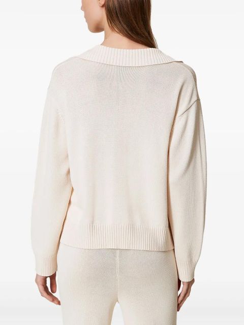 TWINSET crochet-patch polo sweater - Neutrals