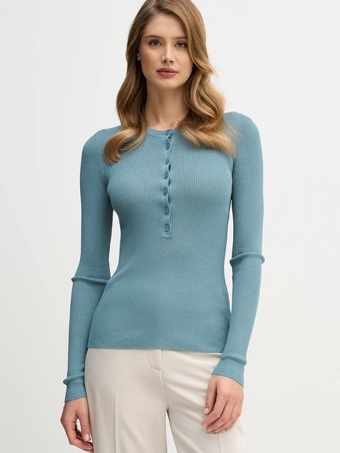 Sisley sweter damski kolor turkusowy lekki 19EQM2024 - zdjęcie produktu nr 1