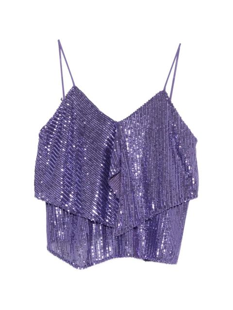 PINKO Tosato sequin-embellished ruffled top - Purple - zdjęcie produktu nr 1