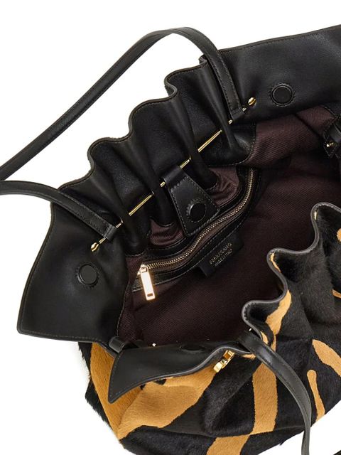 Ferragamo medium animal-print Gancini-pin shoulder bag - Black