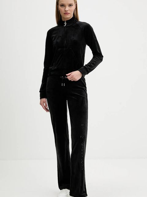 Juicy Couture bluza welurowa damska kolor czarny z aplikacją JCWCT225308 - zdjęcie produktu nr 2