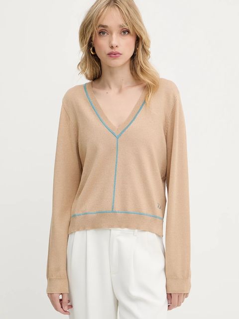 Karl Lagerfeld sweter damski kolor beżowy lekki A3W18023 - zdjęcie produktu nr 1