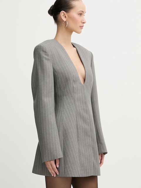 La Mania marynarka wełniana SELVIE kolor szary jednorzędowa wzorzysta SELVIE