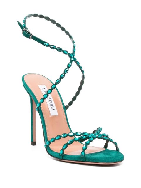 Aquazzura 110mm crystal-embellished slingback sandals - Green