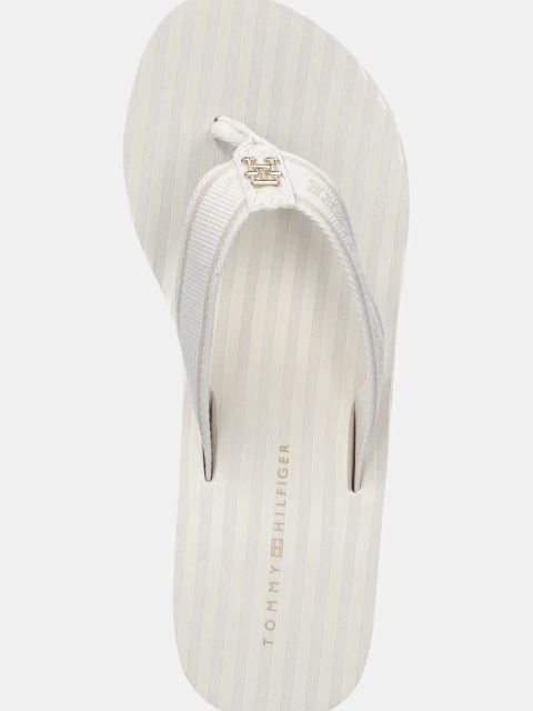 Tommy Hilfiger japonki TH STRIPES WEDGE BEACH SANDAL damskie kolor beżowy na koturnie FW0FW08521