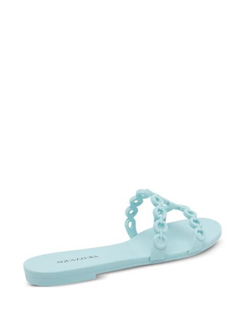 Aquazzura chain round-toe slides - Blue