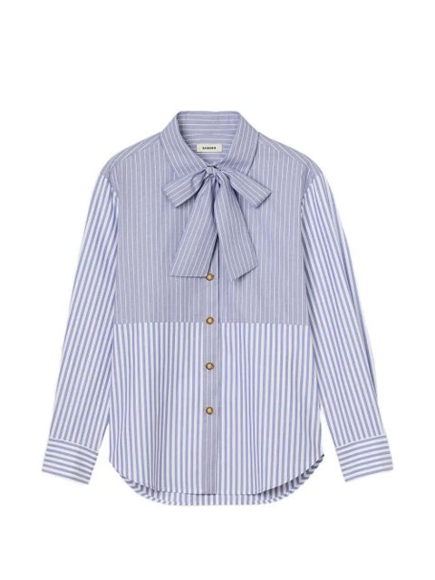 SANDRO striped tie-neck shirt - Blue - zdjęcie produktu nr 1
