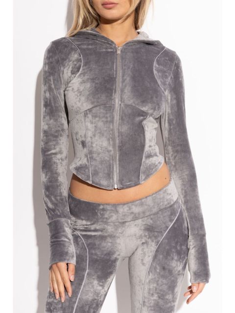 MISBHV rhinestone-logo cropped hoodie - Grey