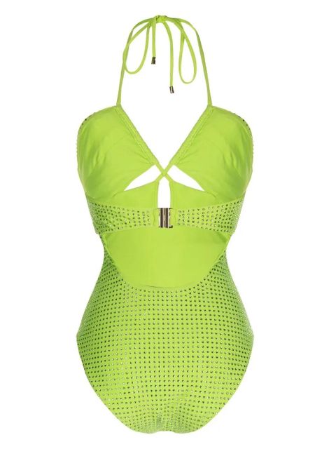 Self-Portrait Hot-Fix embellished strappy swimsuit - Green - zdjęcie produktu nr 2