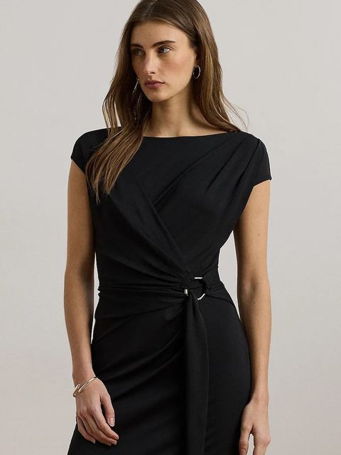 Lauren Ralph Lauren sukienka kolor czarny midi dopasowana 200973601