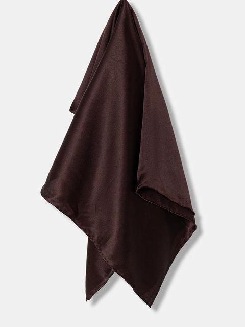 Answear.LAB apaszka jedwabna damska kolor brązowy gładka - zdjęcie produktu nr 1