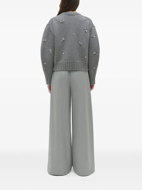 Simkhai crystal-embellished floral-motif sweater - Grey