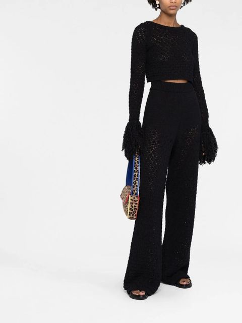 ROTATE BIRGER CHRISTENSEN loose-knit high-waisted trousers - Black - zdjęcie produktu nr 2