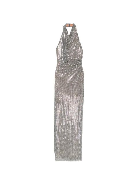 Self-Portrait halterneck maxi dress - Silver - zdjęcie produktu nr 1