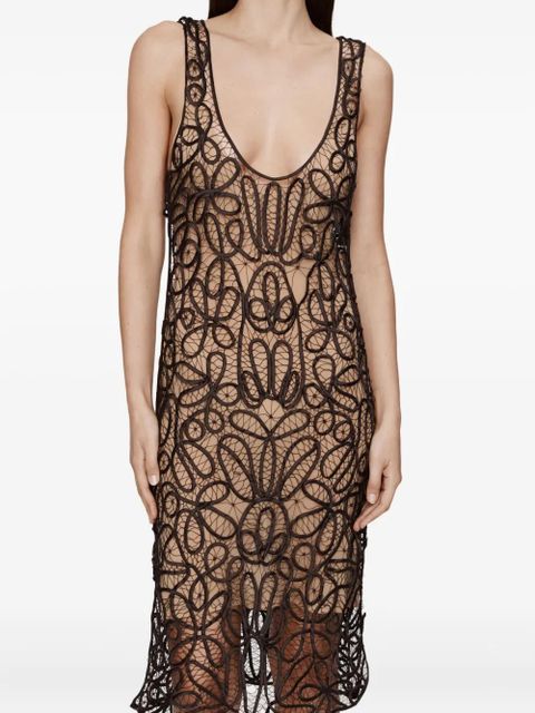 Christopher Esber Meander lace midi dress - Brown