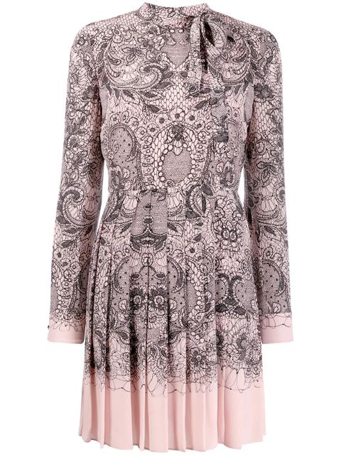 Valentino Garavani pussy bow pleated dress - Pink - zdjęcie produktu nr 1