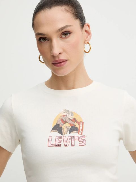 Levi's t-shirt bawełniany damski kolor beżowy A8798