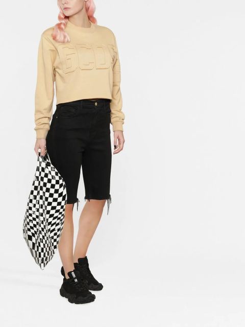 GCDS logo print cropped sweatshirt - Neutrals