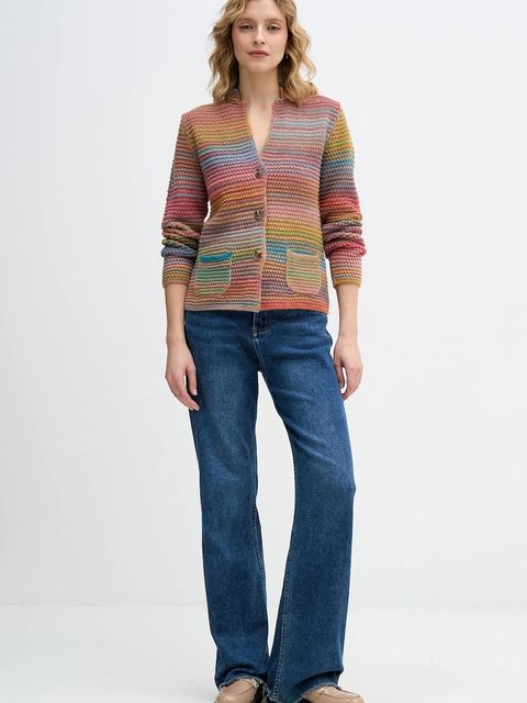 United Colors of Benetton kardigan z dodatkiem wełny kolor różowy 105CD6880 - zdjęcie produktu nr 2