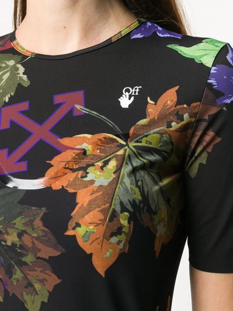 Off-White floral-print stretch-fit T-shirt - 1084 BLACK MULTICOLOR