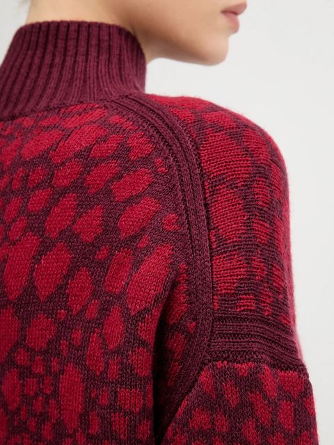 Marc Aurel sweter z dodatkiem wełny damski kolor czerwony ciepły z półgolfem 8026-8000-82046